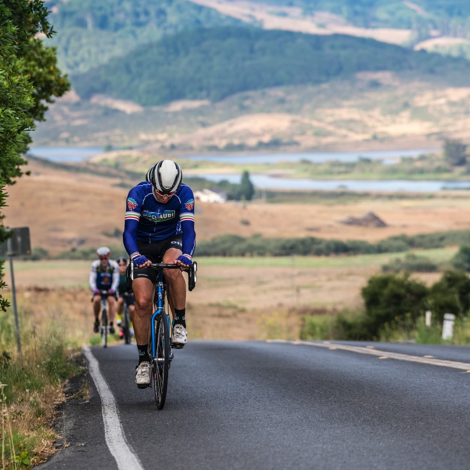 Cycliist climbing a