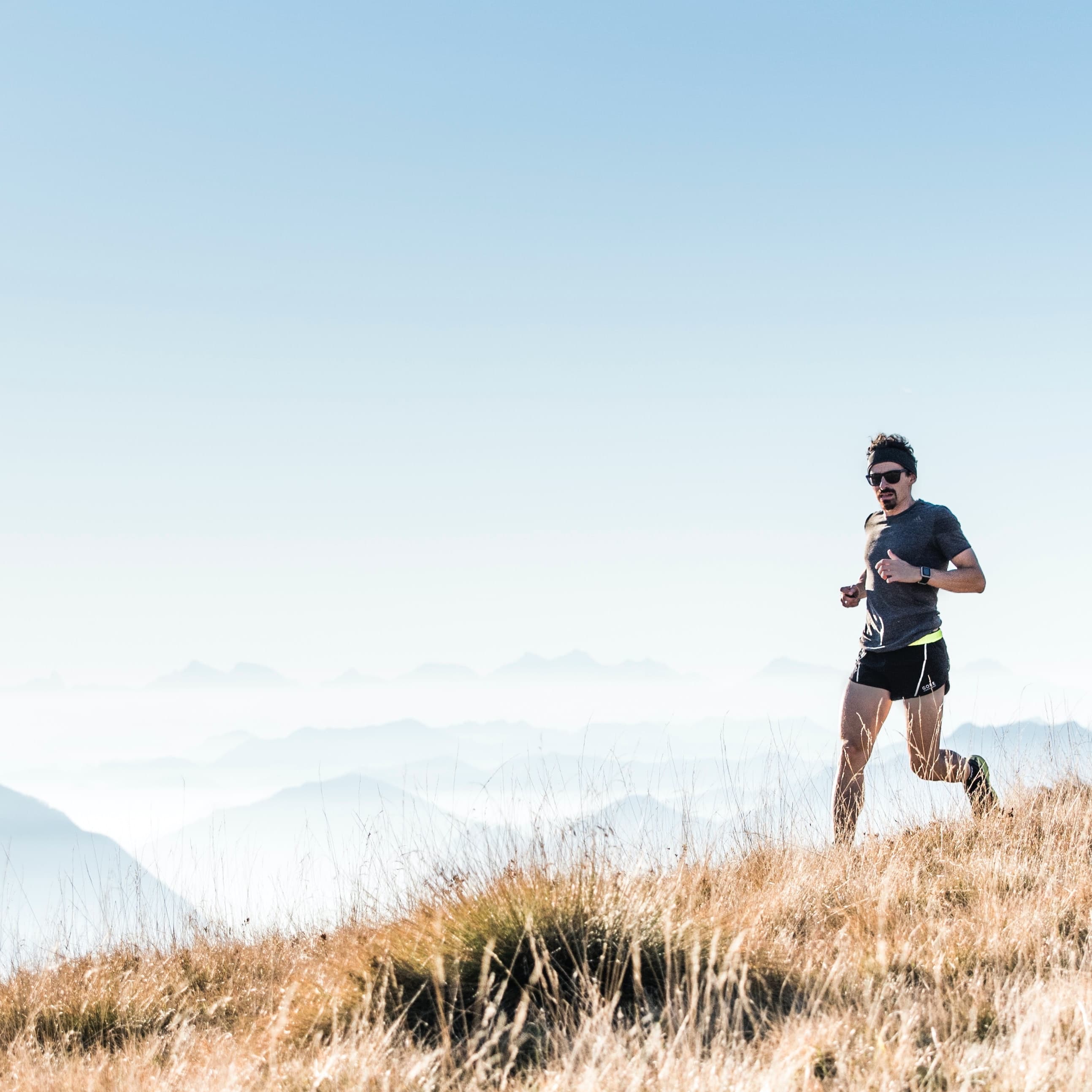 Man running down hill